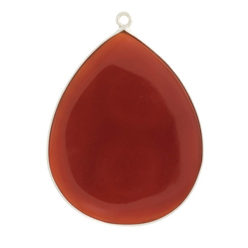 39x31mm 925 Sterling Silver Gemstone Drop Pendant dyed Carnelian x1