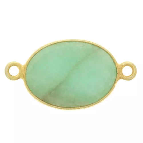 14x10mm 925 Sterling Silver Oval connector - Amazonite - Fine Gold Plated x1