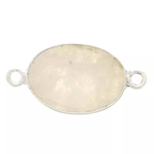 15x10mm 925 Sterling Silver Oval Gemstone connector - Moonstone x1