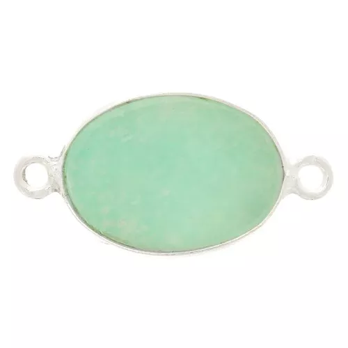 15x10mm 925 Sterling Silver Oval Gemstone connector - Amazonite x1
