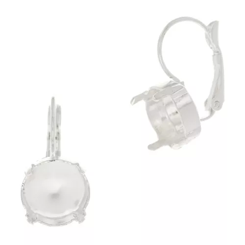 Leverback Earrings for Cabochons PureCrystal Rivoli 10 mm - silver tone x2