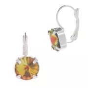 Leverback Earrings for Cabochons PureCrystal Rivoli 10 mm - silver tone x2