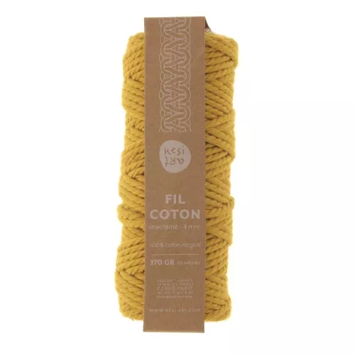 100% recycled cotton Cord for macrame - Kesi Art - 4 mm Moutarde (n°07) x 45m