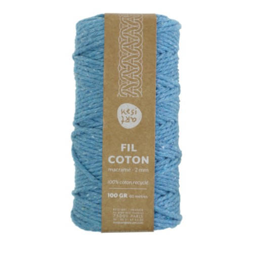 2mm Macramé cord in recycled cotton - Kesi Art - Galapagos (n°93) x60m