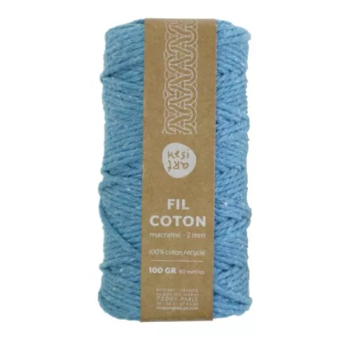 2mm Macramé cord in recycled cotton - Kesi Art - Galapagos (n°93) x60m