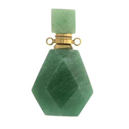 38x22 mm Perfume bottle gemstone pendant - Aventurine - Golden Stainless steel x1
