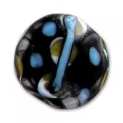 Flat round bead 20mm Jet/Aqua/Sand x1