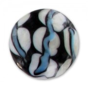 Flat round bead 22mm Jet/Aqua x1|raw }}