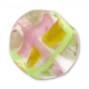 Flat round bead 22mm Crystal/Rosa/Verde x1