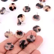 15mm Cellulose acetate earstuds - Tortoiseshell - Beige - Black x2