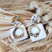 15mm Cellulose acetate earstuds - Tortoiseshell - Light brown - White - Black x2