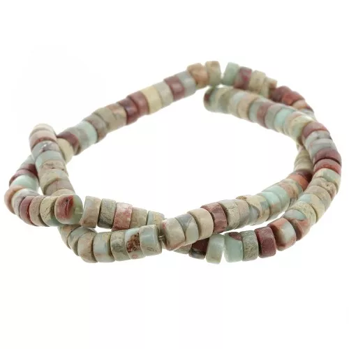 Rondelle beads Heishi gemstone 6x3mm Regality tinted aqua terra jasper x41cm