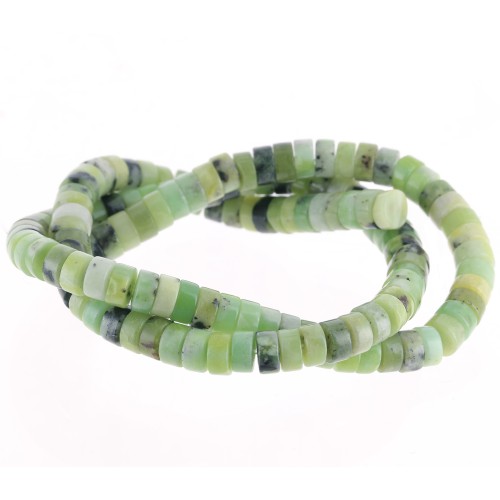 Heishi gemstone beads 6x3 mm - Serpentine x40cm