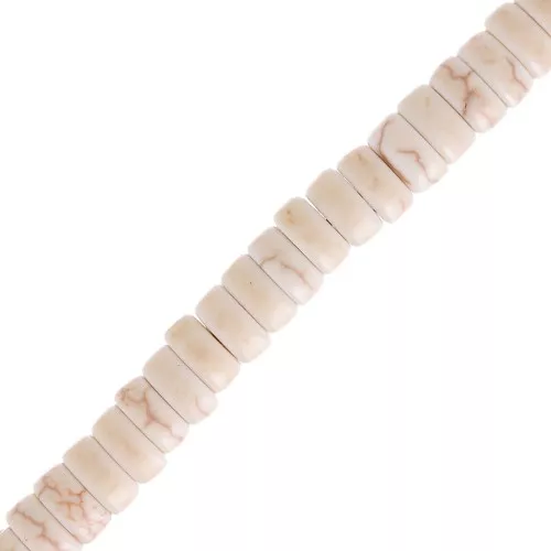 6x3mm Round heishi beads - dyed imitation Howlite - Cream x38cm