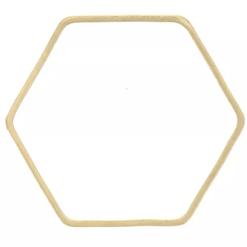 22x20mm hexagon Mounting and weaving ring - Gold Tone x1