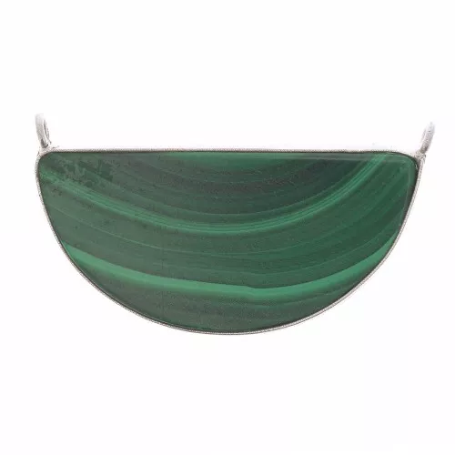 33x19mm 925 Sterling Silver Gemstone connector - Malachite x1