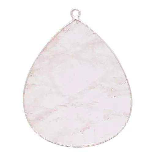 39x31mm 925 Sterling Silver Gemstone Drop - Rose Quartz x1