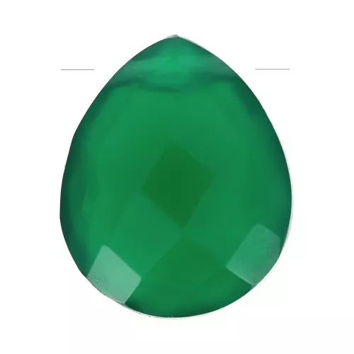 12x10mm dyed gemstone faceted drop bead - Flat briolette - Green Onyxx1