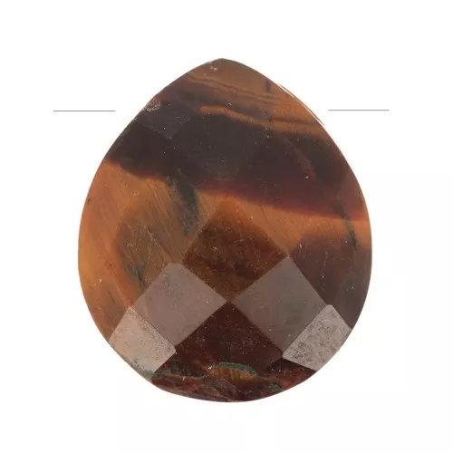 12x10mm gemstone faceted drop bead - Flat briolette - Tiger Eye x1