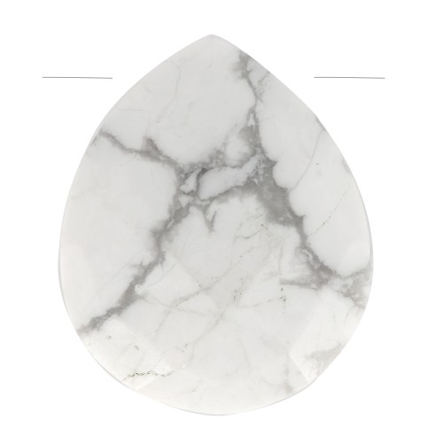 12x10mm gemstone faceted drop bead - Flat briolette - Howlite x1