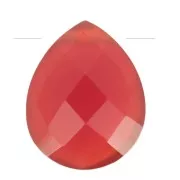 12x10mm dyed gemstone faceted drop bead - Flat briolette - Red Agate x1