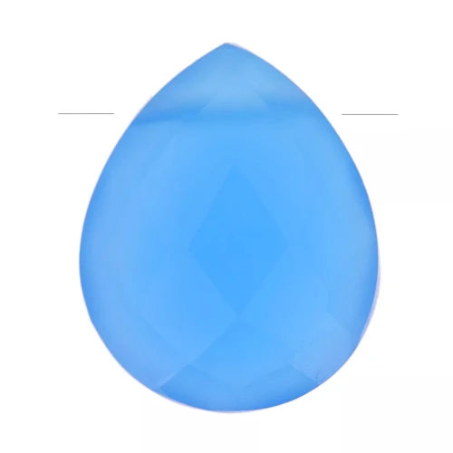 12x10mm dyed gemstone faceted drop bead - Flat briolette - Blue Onyx x1