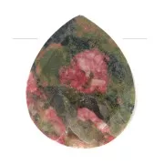 12x10mm gemstone faceted drop bead - Flat briolette - Unakite x1