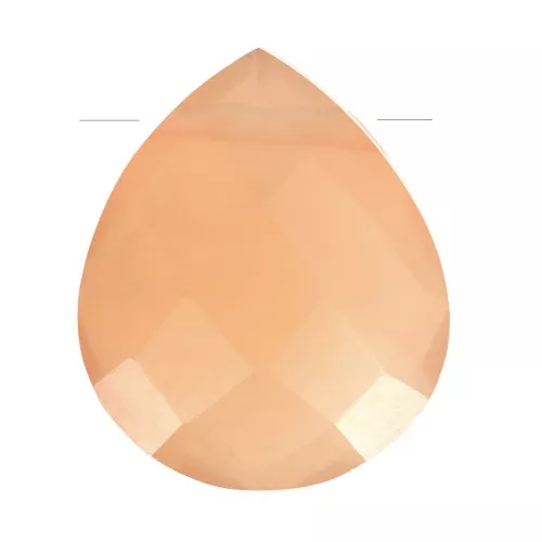 12x10mm gemstone faceted drop bead - Flat briolette - Peach moonstone x1
