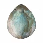 Perle goutte facettée - briolette plate 12x10 mm en pierre gemme - Labradorite x1