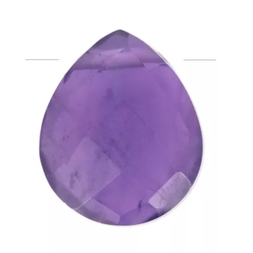 12x10mm gemstone faceted drop bead - Flat briolette - Amethyst x1
