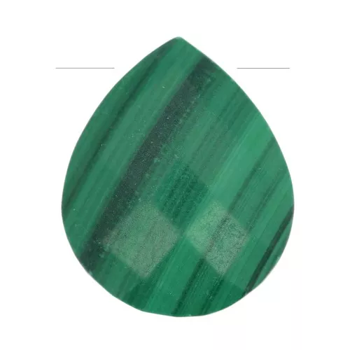 12x10mm gemstone faceted drop bead - Flat briolette - Malachite x1