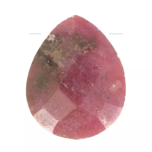 12x10mm gemstone faceted drop bead - Flat briolette - Rhodonite x1