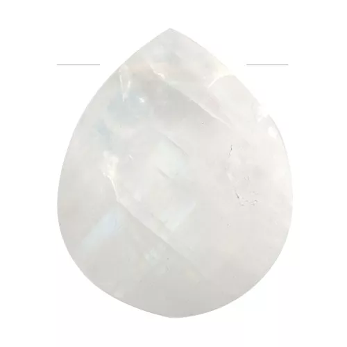 12x10mm gemstone faceted drop bead - Flat briolette - Moonstone x1