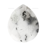 12x10mm gemstone faceted drop bead - Flat briolette - Dendrite x1|raw }}