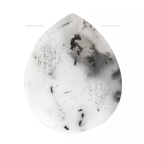 12x10mm gemstone faceted drop bead - Flat briolette - Dendrite x1