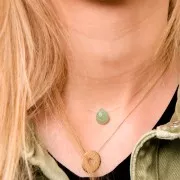 12x10mm gemstone faceted drop bead - Flat briolette - Dendrite x1