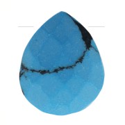 12x10mm gemstone faceted drop bead - Flat briolette - Imitation Turquoise x1