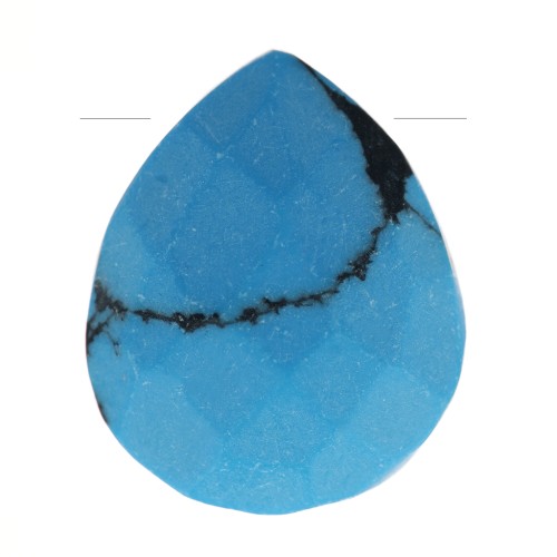 12x10mm gemstone faceted drop bead - Flat briolette - Imitation Turquoise x1
