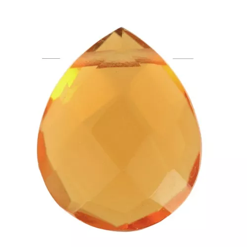 Faceted drop bead - 12x10mm flat briolette in imitation gem - Hydro Citrine