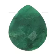 12x10mm gemstone faceted drop bead - Flat briolette - Imitation Emerald x1