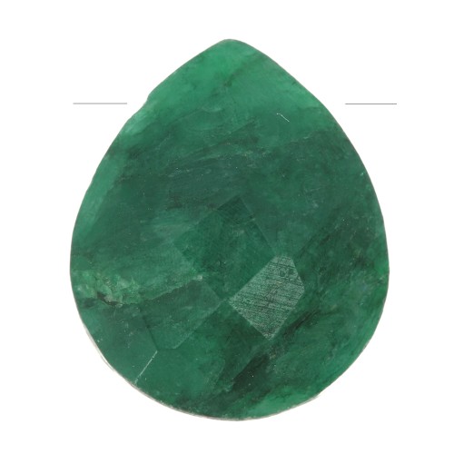 12x10mm gemstone faceted drop bead - Flat briolette - Imitation Emerald x1