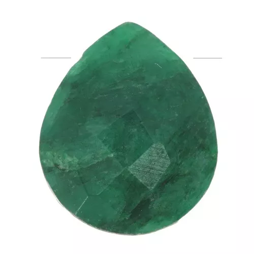 12x10mm gemstone faceted drop bead - Flat briolette - Imitation Emerald x1