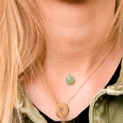 12x10mm gemstone faceted drop bead - Flat briolette - Imitation Emerald x1