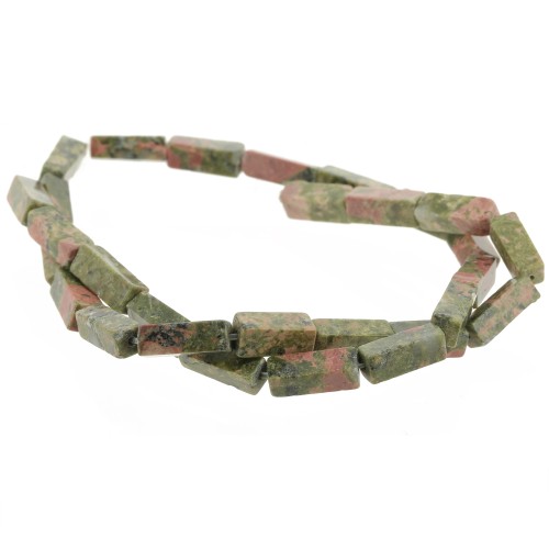 13x4mm Gemstone Tube Beads - Unakite x40cm