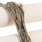 13x4mm Gemstone Tube Beads - Unakite x40cm