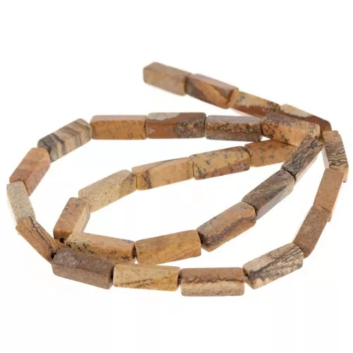 13x4mm Gemstone Tube Beads - Picture Jasper x40cm