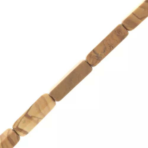 13x4mm Gemstone Tube Beads - Wooden Jasper x40cm