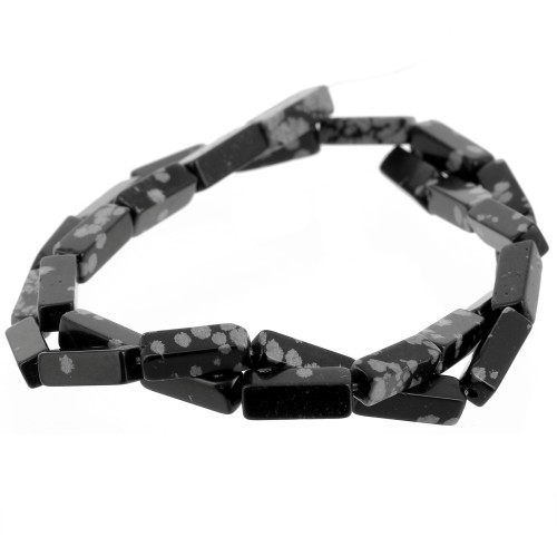 13x4mm Gemstone Tube Beads - Speckled obsidian x40cm