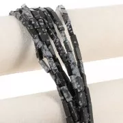 13x4mm Gemstone Tube Beads - Speckled obsidian x40cm