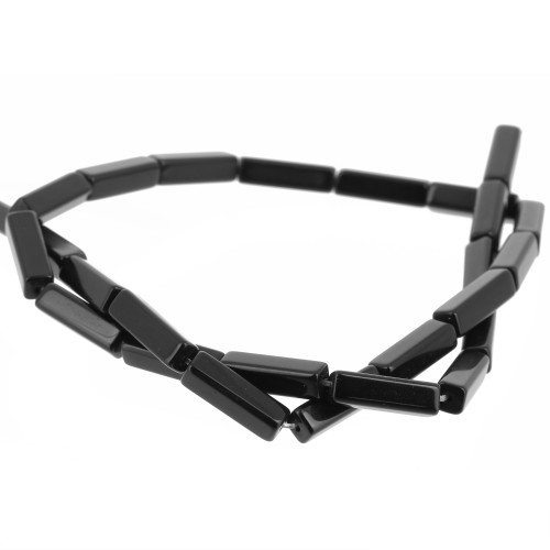 14x4mm Gemstone Tube Beads - Black Agate x40cm